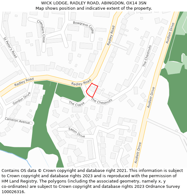 WICK LODGE, RADLEY ROAD, ABINGDON, OX14 3SN: Location map and indicative extent of plot