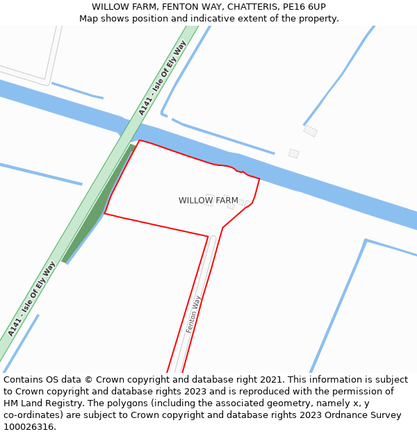 WILLOW FARM, FENTON WAY, CHATTERIS, PE16 6UP: Location map and indicative extent of plot