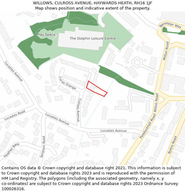 WILLOWS, CULROSS AVENUE, HAYWARDS HEATH, RH16 1JF: Location map and indicative extent of plot