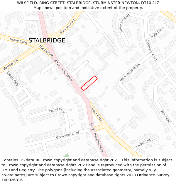 WILSFIELD, RING STREET, STALBRIDGE, STURMINSTER NEWTON, DT10 2LZ: Location map and indicative extent of plot