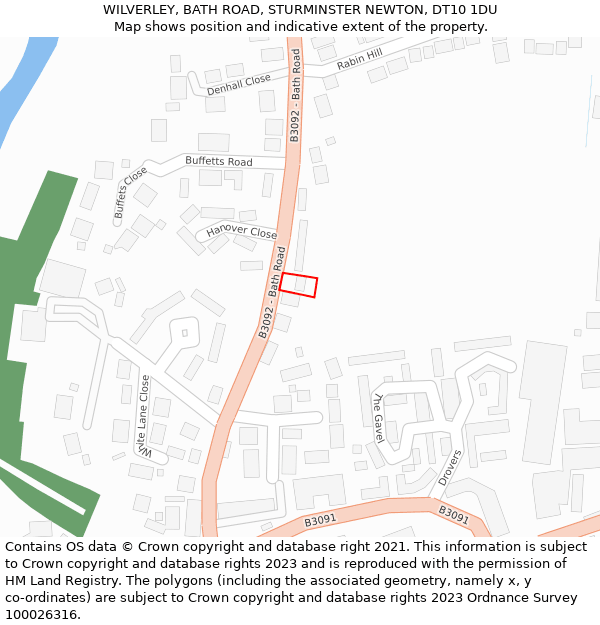 WILVERLEY, BATH ROAD, STURMINSTER NEWTON, DT10 1DU: Location map and indicative extent of plot