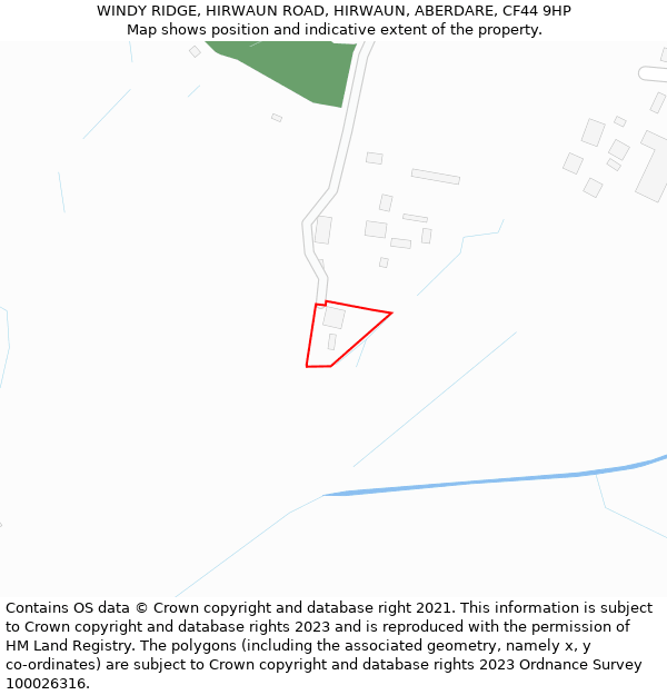 WINDY RIDGE, HIRWAUN ROAD, HIRWAUN, ABERDARE, CF44 9HP: Location map and indicative extent of plot