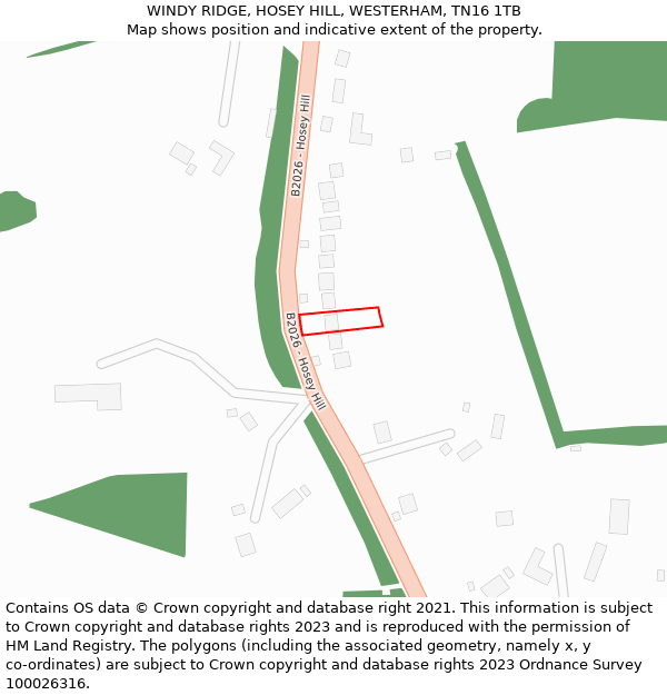 WINDY RIDGE, HOSEY HILL, WESTERHAM, TN16 1TB: Location map and indicative extent of plot