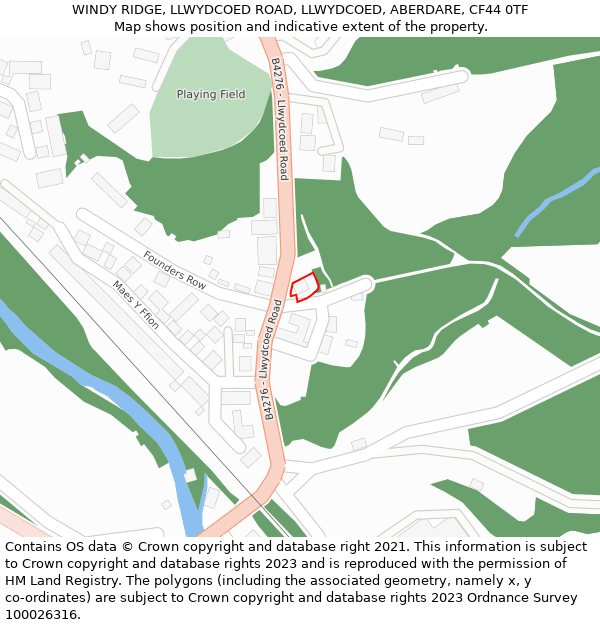 WINDY RIDGE, LLWYDCOED ROAD, LLWYDCOED, ABERDARE, CF44 0TF: Location map and indicative extent of plot