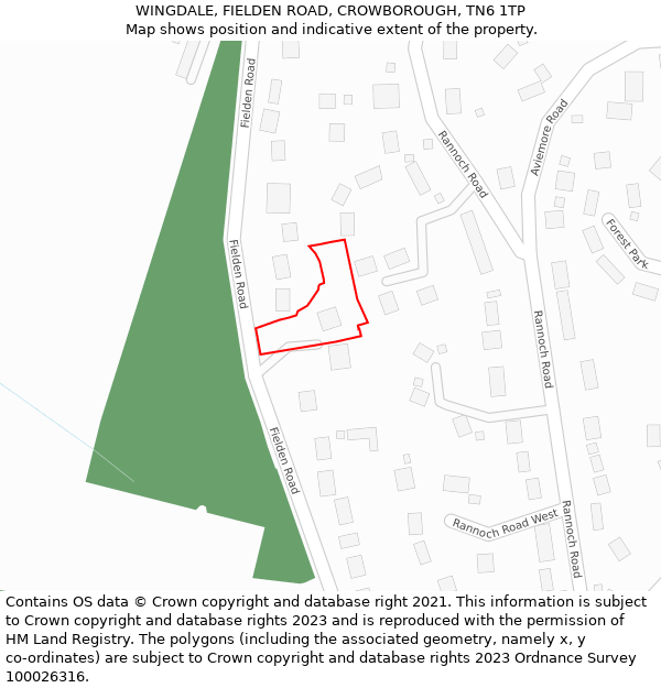 WINGDALE, FIELDEN ROAD, CROWBOROUGH, TN6 1TP: Location map and indicative extent of plot