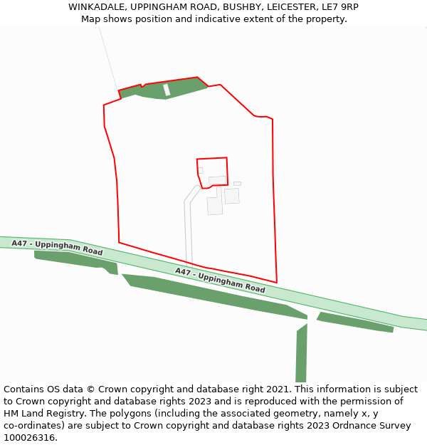 WINKADALE, UPPINGHAM ROAD, BUSHBY, LEICESTER, LE7 9RP: Location map and indicative extent of plot