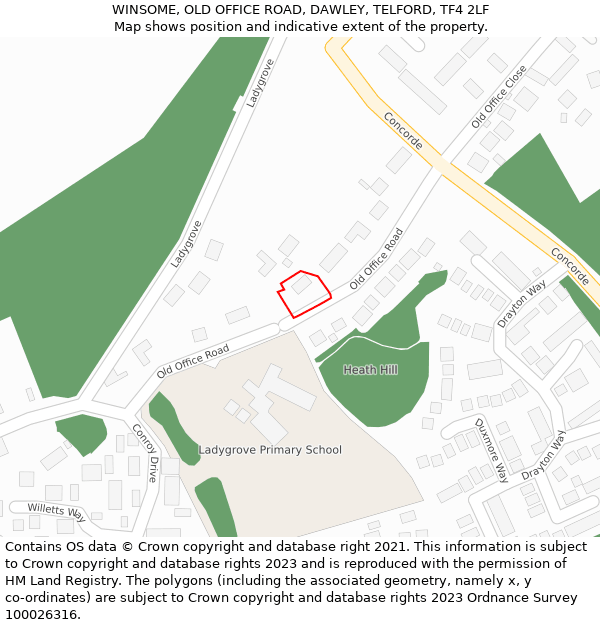 WINSOME, OLD OFFICE ROAD, DAWLEY, TELFORD, TF4 2LF: Location map and indicative extent of plot