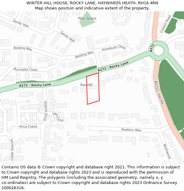 WINTER HILL HOUSE, ROCKY LANE, HAYWARDS HEATH, RH16 4RN: Location map and indicative extent of plot