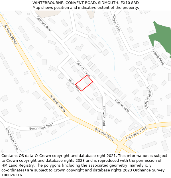 WINTERBOURNE, CONVENT ROAD, SIDMOUTH, EX10 8RD: Location map and indicative extent of plot