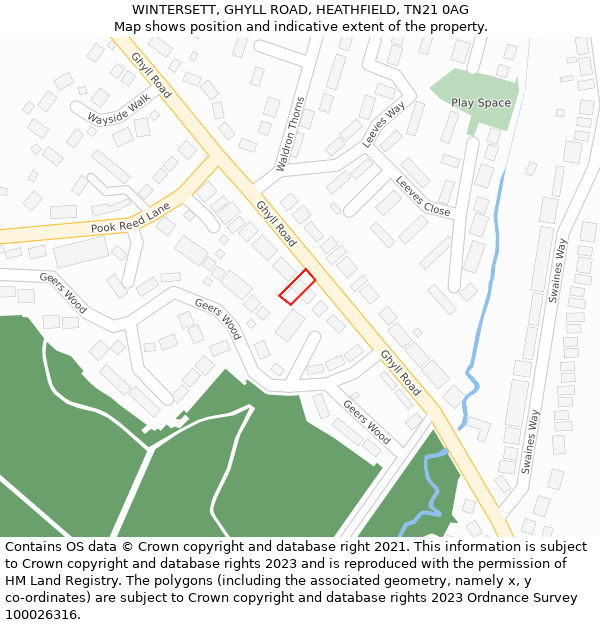 WINTERSETT, GHYLL ROAD, HEATHFIELD, TN21 0AG: Location map and indicative extent of plot