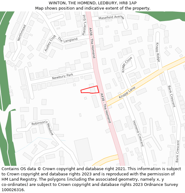 WINTON, THE HOMEND, LEDBURY, HR8 1AP: Location map and indicative extent of plot