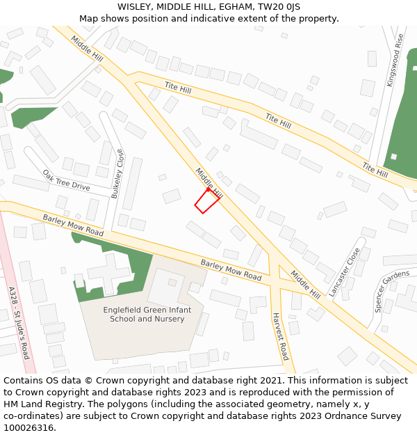WISLEY, MIDDLE HILL, EGHAM, TW20 0JS: Location map and indicative extent of plot