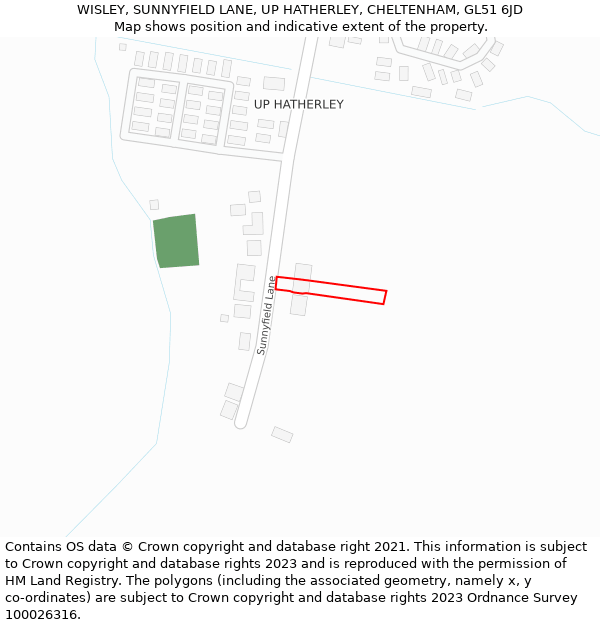 WISLEY, SUNNYFIELD LANE, UP HATHERLEY, CHELTENHAM, GL51 6JD: Location map and indicative extent of plot