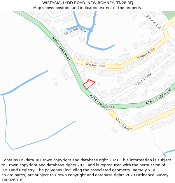 WISTARIA, LYDD ROAD, NEW ROMNEY, TN28 8EJ: Location map and indicative extent of plot