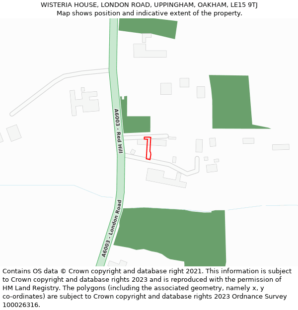 WISTERIA HOUSE, LONDON ROAD, UPPINGHAM, OAKHAM, LE15 9TJ: Location map and indicative extent of plot