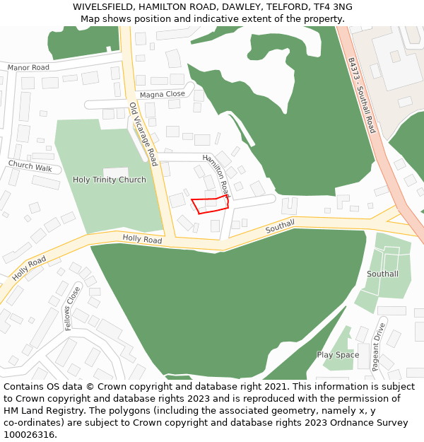 WIVELSFIELD, HAMILTON ROAD, DAWLEY, TELFORD, TF4 3NG: Location map and indicative extent of plot