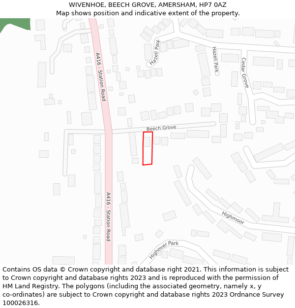 WIVENHOE, BEECH GROVE, AMERSHAM, HP7 0AZ: Location map and indicative extent of plot