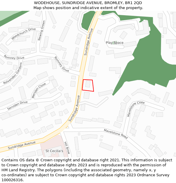 WODEHOUSE, SUNDRIDGE AVENUE, BROMLEY, BR1 2QD: Location map and indicative extent of plot
