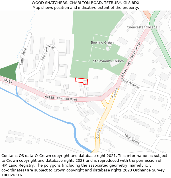 WOOD SNATCHERS, CHARLTON ROAD, TETBURY, GL8 8DX: Location map and indicative extent of plot