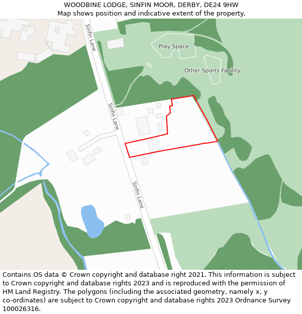 WOODBINE LODGE, SINFIN MOOR, DERBY, DE24 9HW: Location map and indicative extent of plot