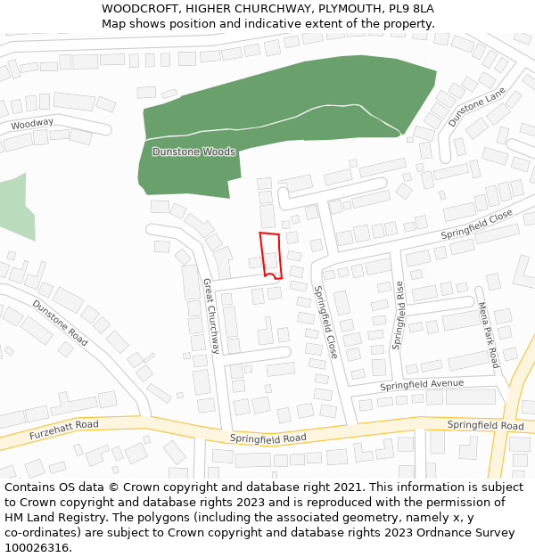 WOODCROFT, HIGHER CHURCHWAY, PLYMOUTH, PL9 8LA: Location map and indicative extent of plot