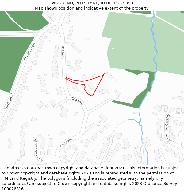 WOODEND, PITTS LANE, RYDE, PO33 3SU: Location map and indicative extent of plot