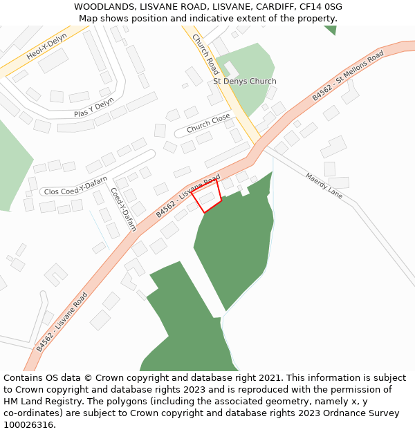 WOODLANDS, LISVANE ROAD, LISVANE, CARDIFF, CF14 0SG: Location map and indicative extent of plot
