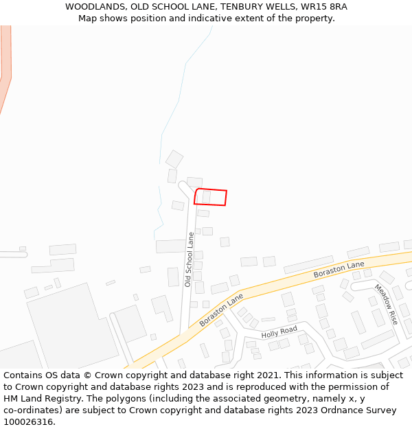 WOODLANDS, OLD SCHOOL LANE, TENBURY WELLS, WR15 8RA: Location map and indicative extent of plot