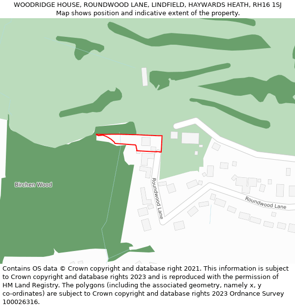 WOODRIDGE HOUSE, ROUNDWOOD LANE, LINDFIELD, HAYWARDS HEATH, RH16 1SJ: Location map and indicative extent of plot