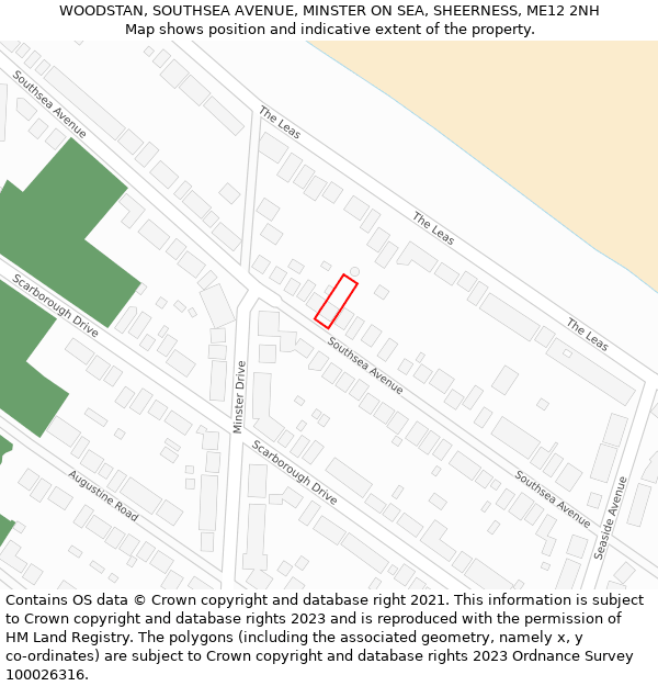 WOODSTAN, SOUTHSEA AVENUE, MINSTER ON SEA, SHEERNESS, ME12 2NH: Location map and indicative extent of plot