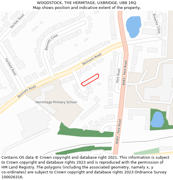 WOODSTOCK, THE HERMITAGE, UXBRIDGE, UB8 1RQ: Location map and indicative extent of plot