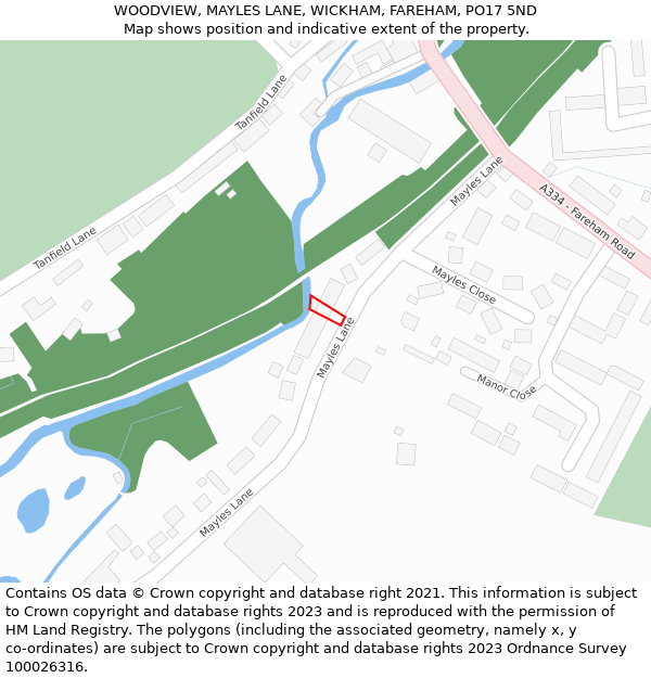 WOODVIEW, MAYLES LANE, WICKHAM, FAREHAM, PO17 5ND: Location map and indicative extent of plot