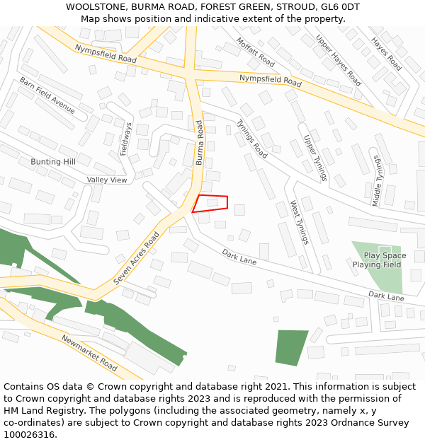 WOOLSTONE, BURMA ROAD, FOREST GREEN, STROUD, GL6 0DT: Location map and indicative extent of plot