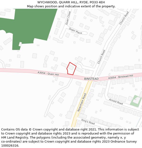 WYCHWOOD, QUARR HILL, RYDE, PO33 4EH: Location map and indicative extent of plot