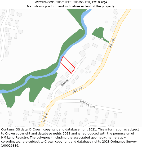 WYCHWOOD, SIDCLIFFE, SIDMOUTH, EX10 9QA: Location map and indicative extent of plot