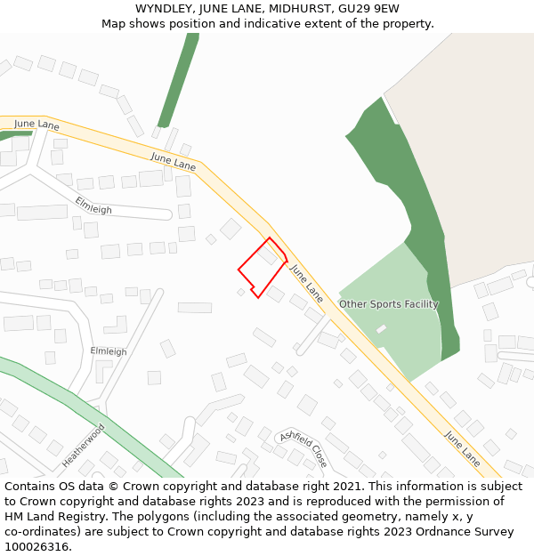 WYNDLEY, JUNE LANE, MIDHURST, GU29 9EW: Location map and indicative extent of plot