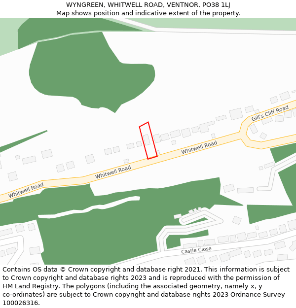 WYNGREEN, WHITWELL ROAD, VENTNOR, PO38 1LJ: Location map and indicative extent of plot