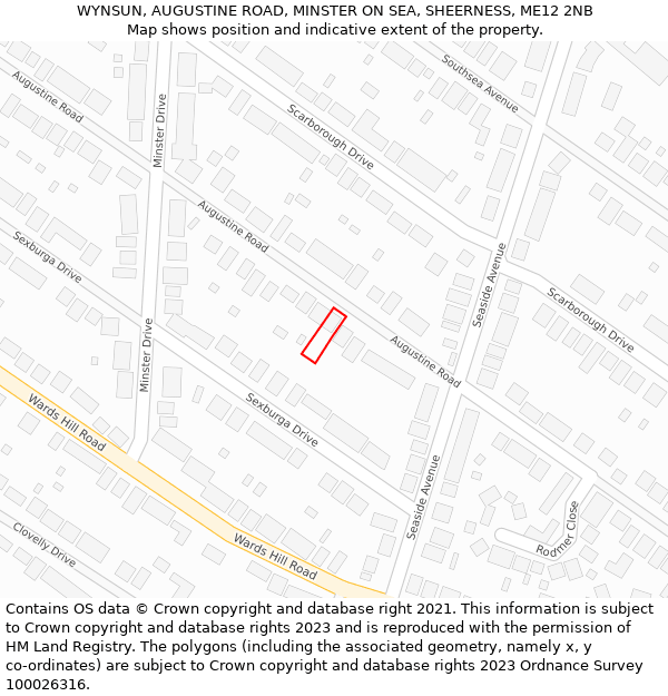 WYNSUN, AUGUSTINE ROAD, MINSTER ON SEA, SHEERNESS, ME12 2NB: Location map and indicative extent of plot