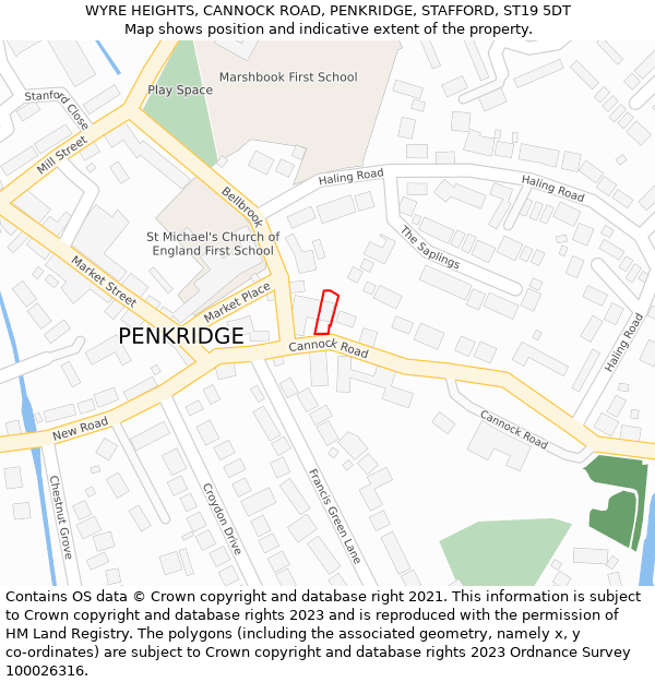 WYRE HEIGHTS, CANNOCK ROAD, PENKRIDGE, STAFFORD, ST19 5DT: Location map and indicative extent of plot