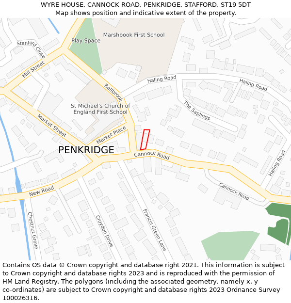 WYRE HOUSE, CANNOCK ROAD, PENKRIDGE, STAFFORD, ST19 5DT: Location map and indicative extent of plot