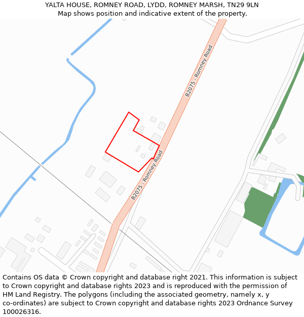 YALTA HOUSE, ROMNEY ROAD, LYDD, ROMNEY MARSH, TN29 9LN: Location map and indicative extent of plot