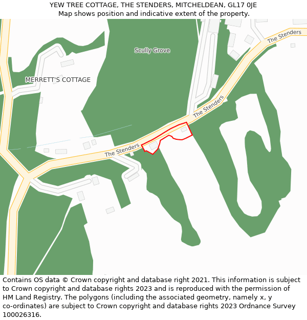 YEW TREE COTTAGE, THE STENDERS, MITCHELDEAN, GL17 0JE: Location map and indicative extent of plot