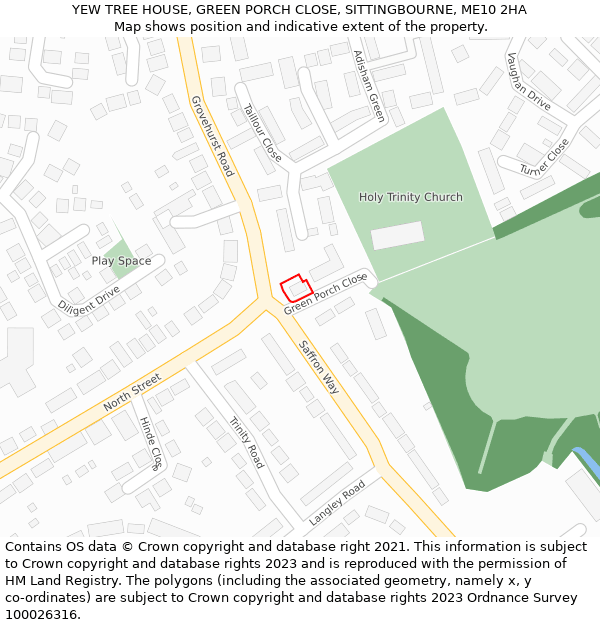 YEW TREE HOUSE, GREEN PORCH CLOSE, SITTINGBOURNE, ME10 2HA: Location map and indicative extent of plot