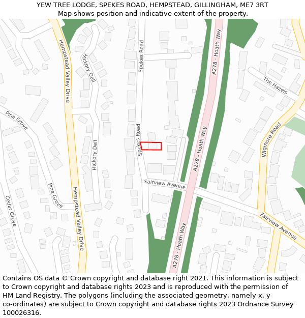 YEW TREE LODGE, SPEKES ROAD, HEMPSTEAD, GILLINGHAM, ME7 3RT: Location map and indicative extent of plot