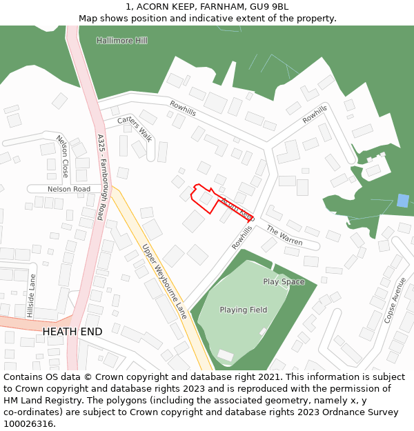 1, ACORN KEEP, FARNHAM, GU9 9BL: Location map and indicative extent of plot