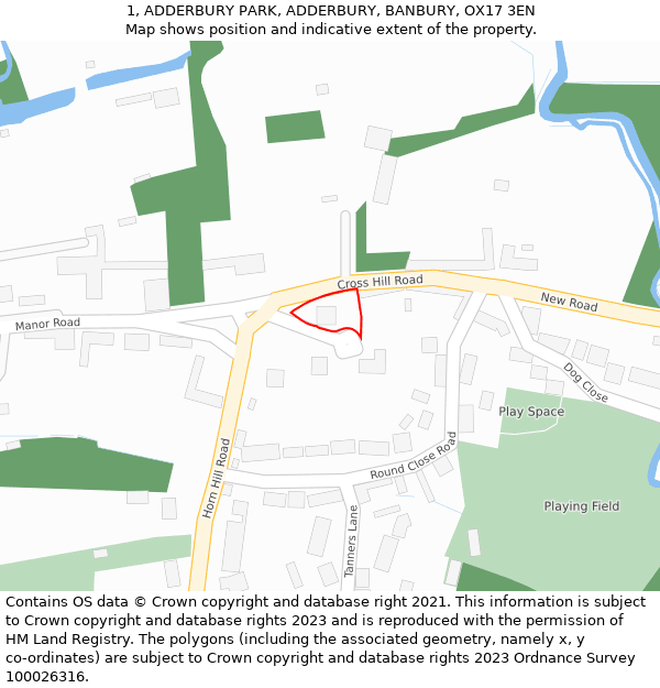 1, ADDERBURY PARK, ADDERBURY, BANBURY, OX17 3EN: Location map and indicative extent of plot