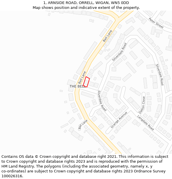 1, ARNSIDE ROAD, ORRELL, WIGAN, WN5 0DD: Location map and indicative extent of plot