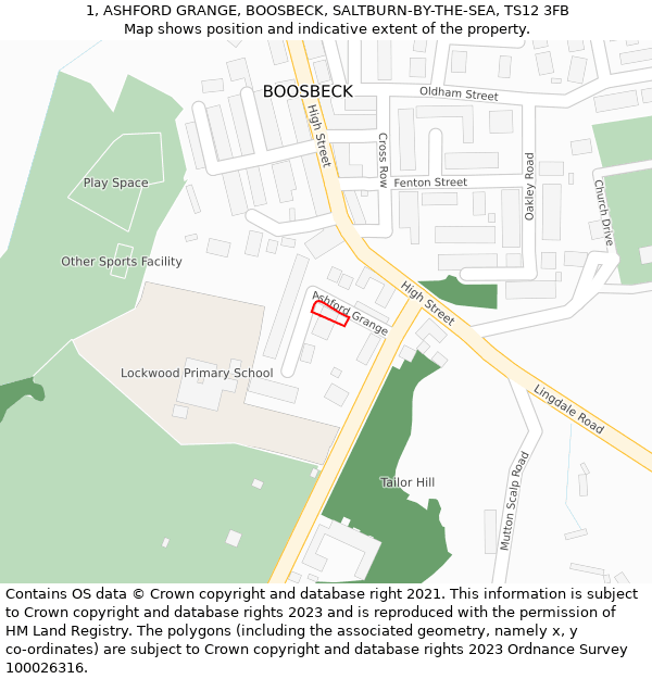 1, ASHFORD GRANGE, BOOSBECK, SALTBURN-BY-THE-SEA, TS12 3FB: Location map and indicative extent of plot