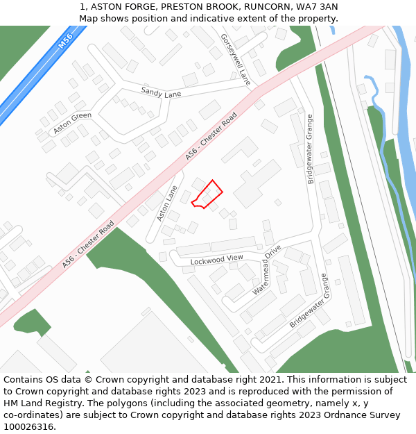 1, ASTON FORGE, PRESTON BROOK, RUNCORN, WA7 3AN: Location map and indicative extent of plot