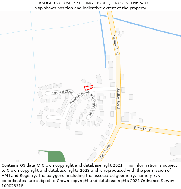 1, BADGERS CLOSE, SKELLINGTHORPE, LINCOLN, LN6 5AU: Location map and indicative extent of plot